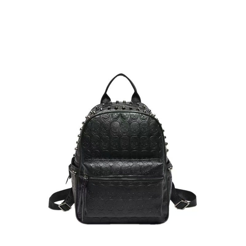 Black mini backpack with studded trim