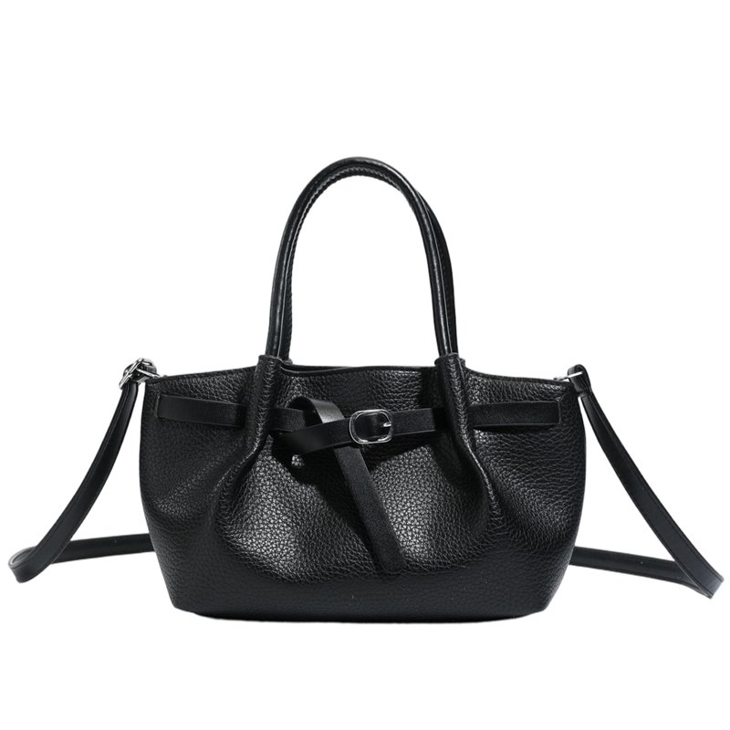 Black shoulder bag with front knot detail