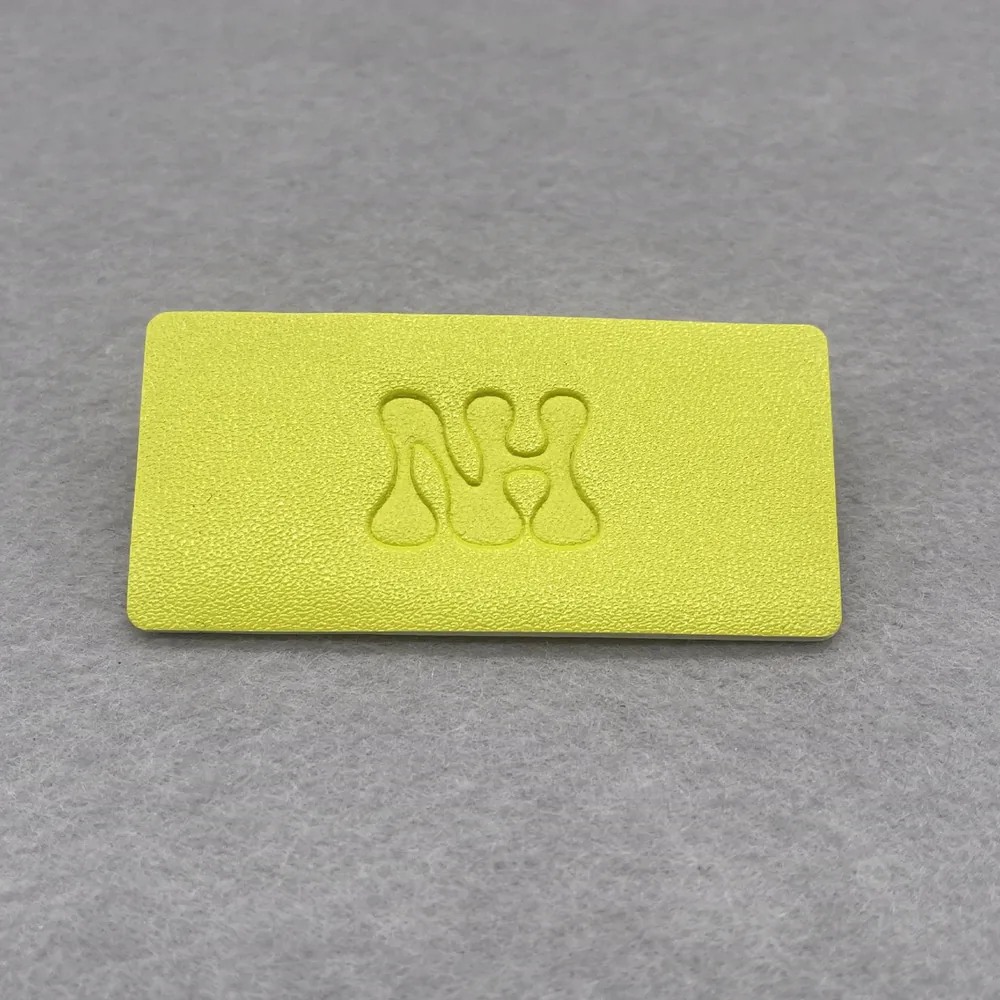 Lime label sample with a pressed logo detail