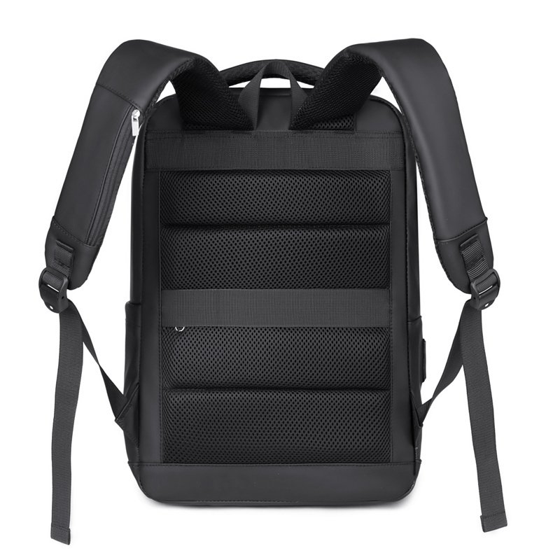 Padded backpack shoulder straps and segmented mesh back panel