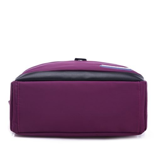 Bottom view of a purple multi-pocket shoulder bag